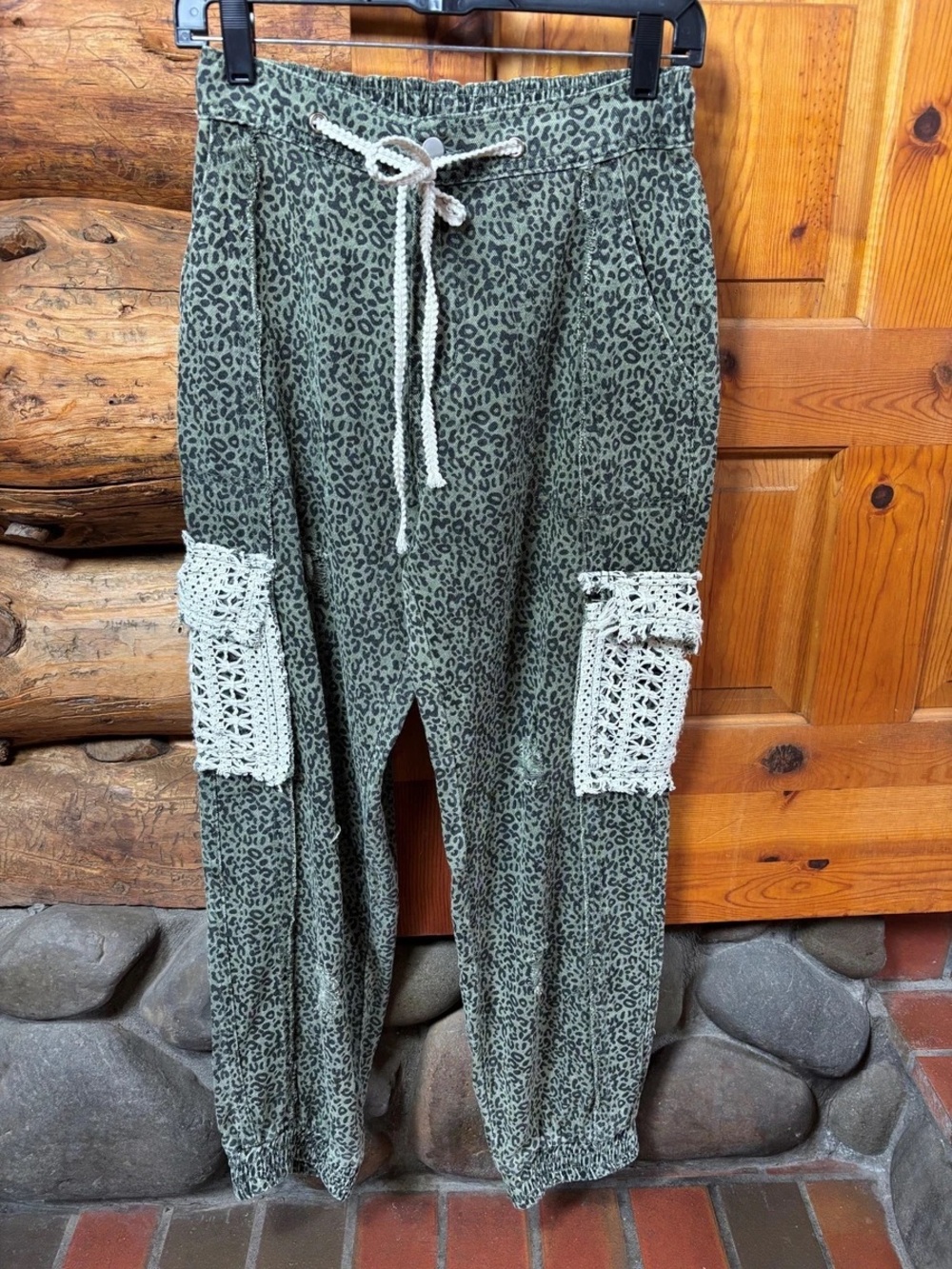 POL Clothing Olive Rush Leopard Jogger Pants